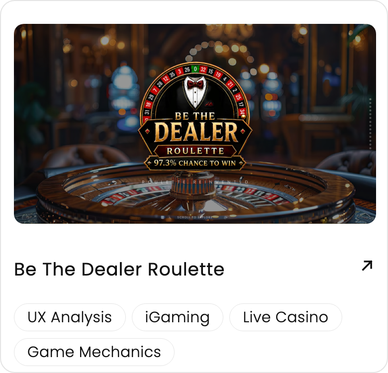 Be The Dealer Roulette: UX Analysis, iGaming, Live Casino, Game Mechanics