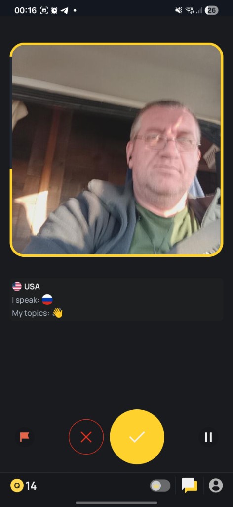 Chatroulette pre-video card view