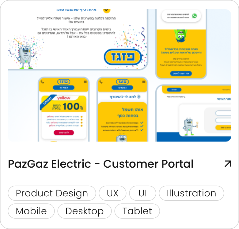 PazGaz Electric - Customer Portal: Product Design, UX, UI, Illustration, Mobile, Desktop, Tablet
