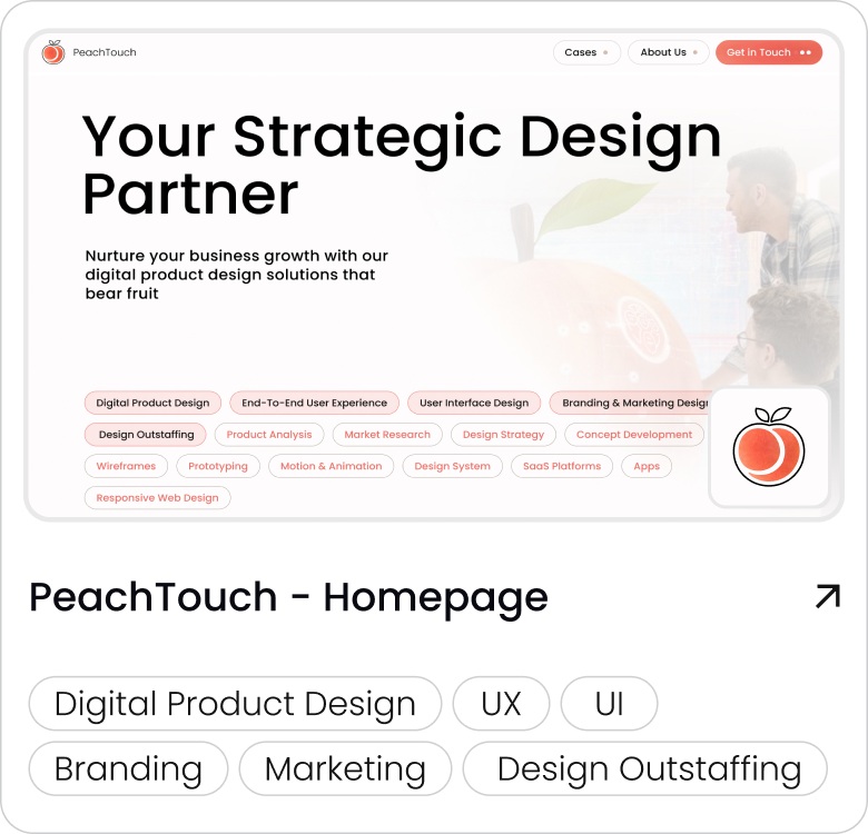 PeachTouch - Homepage: Digital Product Design, UX, UI, Branding, Marketing, Design Outstaffing